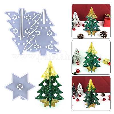 2Pcs Christmas Tree Ornaments Resin Silicone Molds for Christmas