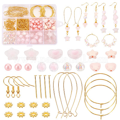 Cute Pearl Pink Heart Bead Assortment, Heart Bead Set for