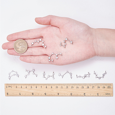 12Pcs Zirconia Pave Zodiac Sign Charms Constellation Pendant DIY Bracelet  Necklace Woman Jewelry Making