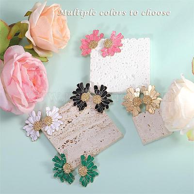 Boucles D'oreilles Vintage Années 80 - Fleurs Blanches à Clips (Modèle A48)