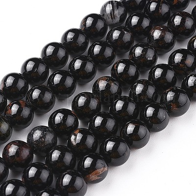 Natürliche schwarze Turmalin Perlen Stränge&nbsp;G-F666-05-8mm-1
