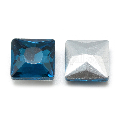 Cabochons en verre avec strass de dos avec point&nbsp;RGLA-T027-8x8mm-15-1