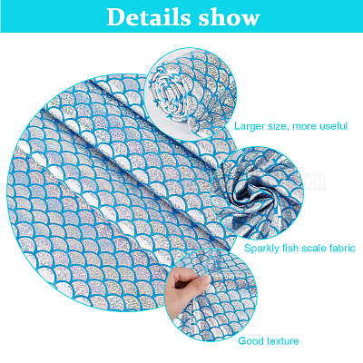 Tissus en polyester à motif écailles de poisson&nbsp;DIY-WH0304-508B-1