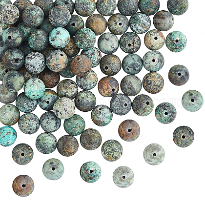 Olycraft Frosted Natural African Turquoise(Jasper) Round Beads Strands G-OC0001-79A-1
