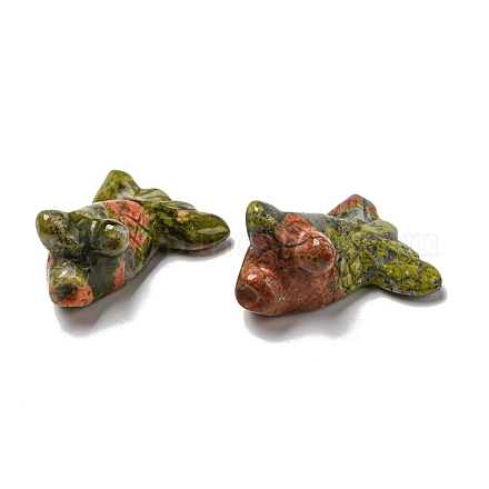 Figurines de poisson rouge de guérison sculptées en unakite naturel DJEW-D012-08H-1