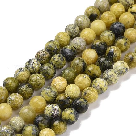 Natural Yellow Turquoise(Jasper) Beads Strands GSR6mmC007-1