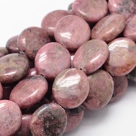 Flat Round Natural Rhodonite  Beads Strands G-L289-15-1