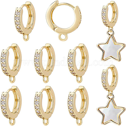 BENECREAT 18K Gold Plated Earring Studs with Loop KK-BC0008-83-1