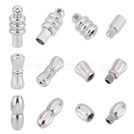 DICOSMETIC 12 Sets 3 Style 304 Stainless Steel Screw Clasps STAS-DC0001-15-1