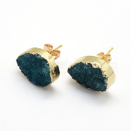 Boucles d'oreilles en quartz druzy naturel EJEW-P164-B02-1