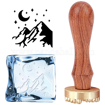 CRASPIRE Mountain Ice Stamp Ice Cube Stamp Ice Branding Stamp with Removable Brass Head & Wood Handle Vintage Ice Stamp for DIY Crafting Cocktail Whiskey Mojito Drinks Bar Making DIY-CP0007-84H-1