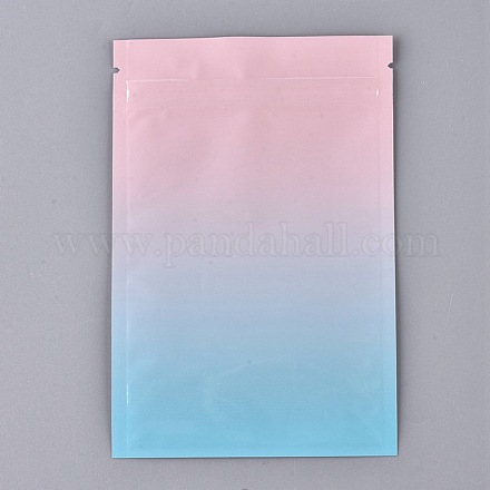 グラデーションカラーのプラスチック製ジップロックバッグ  再封可能なアルミホイル食品保存袋  セルフシールバッグ  長方形  ブルー  15x10.1cm  片側の厚さ：3.9ミル（0.1mm） OPP-P002-A01-1