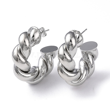 Rack Plating Brass Twist Rope Stud Earrings for Women EJEW-M215-01P-1