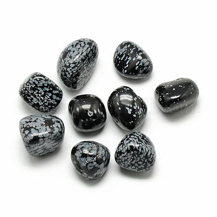 Cuentas naturales de copo de nieve de obsidiana piedras preciosas G-S218-09-1