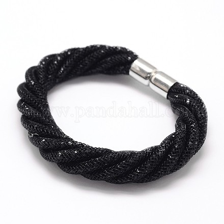 Pulseras cordón de hilo de red de plástico de moda BJEW-E238-04-1