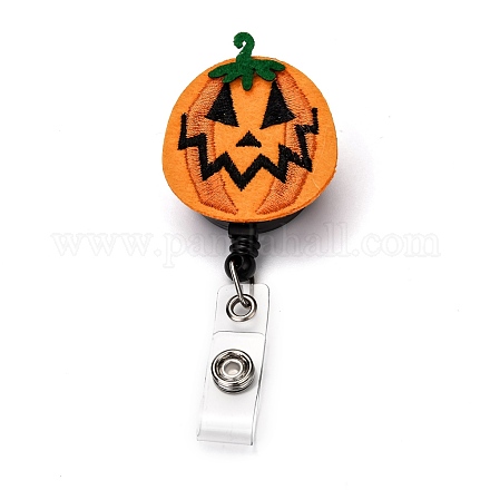 Halloween Pumpkin Felt & ABS Plastic Badge Reel AJEW-I053-23-1
