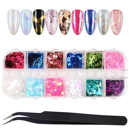 Conjuntos de decoraciones para uñas con lentejuelas de plástico de mariposa MRMJ-T063-056-1