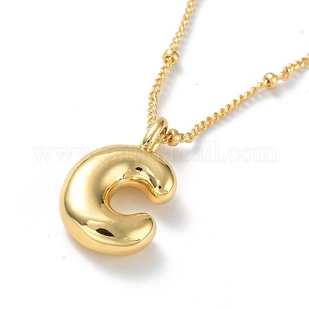 Initial Letter Brass Pendant Necklaces NJEW-A015-21G-C-1