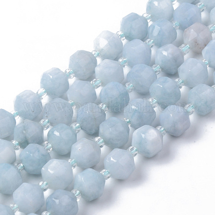 Chapelets de perles en aigue-marine naturelle G-R482-02-8mm-1