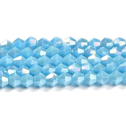 Brins de perles de verre galvanisées de couleur unie opaque GLAA-F029-P4mm-A12-1