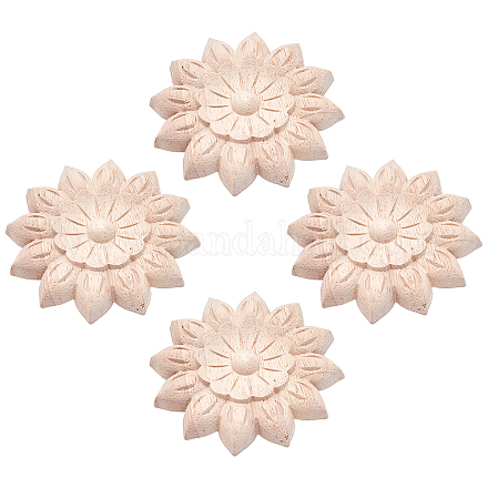 Gorgecraft Natural Solid Rubber Wood Carved Onlay Applique Craft WOOD-GF0001-29-1