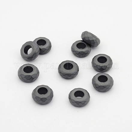 Frosted Faceted Rondelle Electroplated Non-magnetic Synthetic Hematite Beads G-A136-A03-1