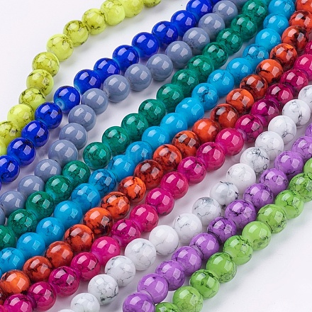 Spray Painted Glass Bead Strands GLAD-S075-8mm-M-1