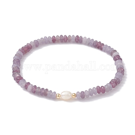 Natürliche lilafarbene Jade-Unterlegscheibe und Perlen-Stretch-Armbänder BJEW-JB09918-04-1
