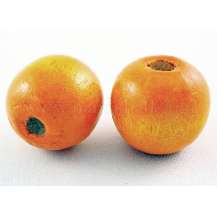 染色天然木ビーズ  ラウンド  こどもの日のギフト作りに最適  無鉛の  オレンジ  約14 mm幅  高さ約13mm  穴：4mm X-TB095Y-5-1