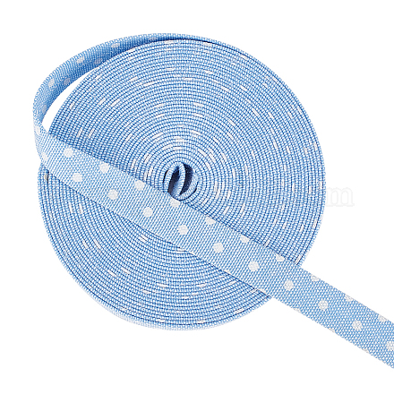 10ヤードのポリコットンリボン  服飾材料  水玉模様  コーンフラワーブルー  3/8インチ（10mm） OCOR-WH0070-53B-1