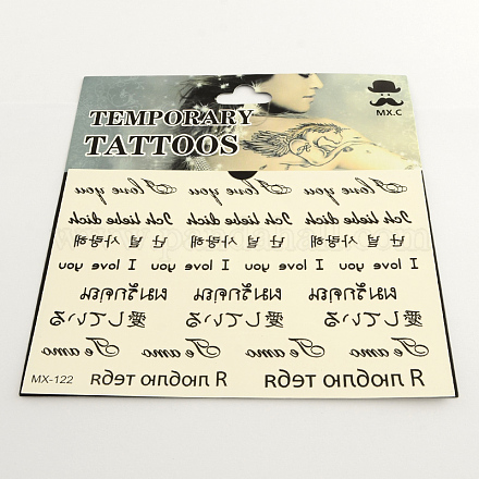 Palabras mezcladas del estilo fresco del arte del cuerpo extraíble formas mixtas falso metálicos tatuajes temporales pegatinas de papel X-AJEW-Q098-08-1