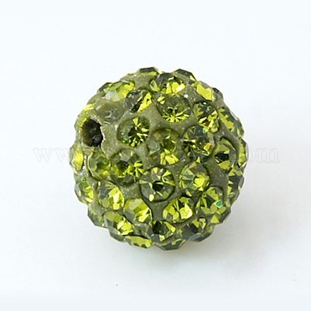Perles grade A boule disco ronde olivine de pose X-RB-H258-10MM-228-1