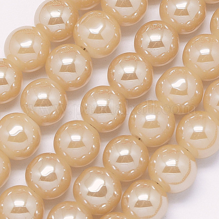 Electroplate Glass Beads Strands GLAA-G051-8mm-B02-1