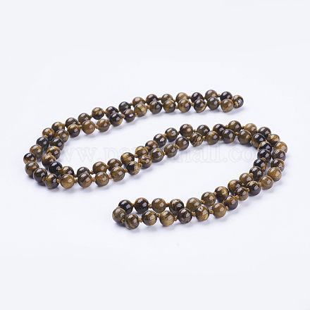Natural Tiger Eye Beaded Necklaces NJEW-P202-60-A31-1