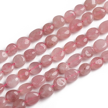Granos naturales de abalorios de cuarzo rosa G-D0002-D63-1