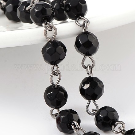 Main à facettes rondes transparentes perles de verre chaînes pour colliers bracelets faisant AJEW-JB00153-03-1