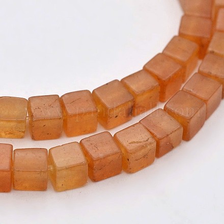 Cube Natural Red Aventurine Beads Strands G-N0154-26-1