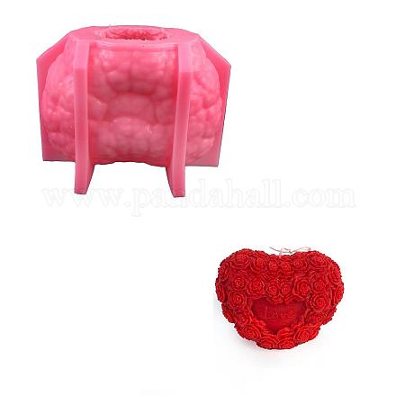 Valentinstag 3D geprägte Rosen-Liebesherz-Kerzenformen SIMO-H015-04-1