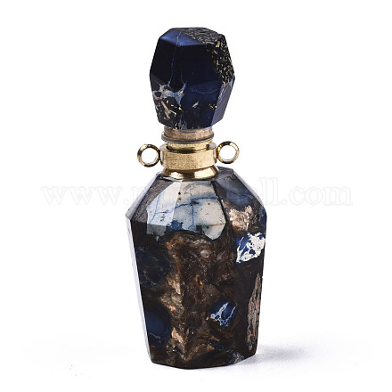 Colgantes de botellas de perfume que se pueden abrir de pirita sintética y jaspe imperial ensamblados G-R481-15A-1