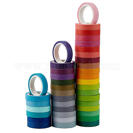 Craspire 40 Rollen farbiges Washi Tape Set dekorative Klebeband Sammlung beschreibbares Washi Craft Tape für Scrapbook DIY Crafts Geschenkverpackungsplaner (7 mm breit) DIY-CP0001-83-1