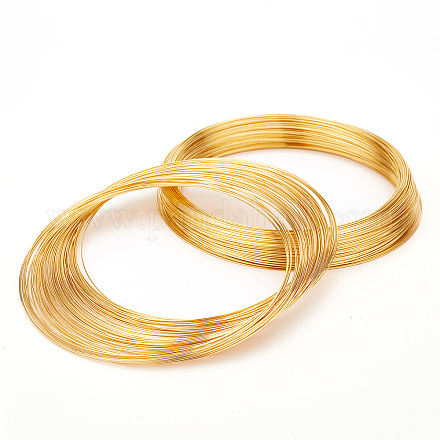 炭素鋼メモリーワイヤー  首輪ネックレス作り用  ネックレスワイヤー  ゴールドカラー  22ゲージ  0.6mm  内径：115mm  250円/ 250g TWIR-BC0001-15G-1