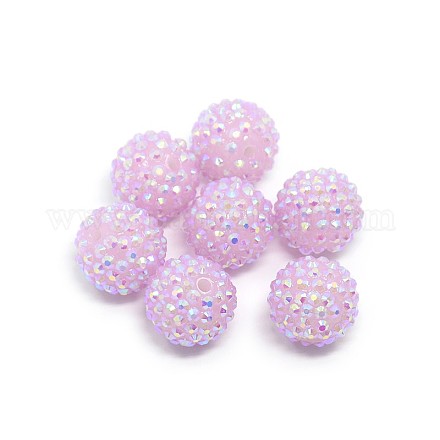 Chunky Resin Rhinestone Bubblegum Ball Beads RESI-S253-20mm-GAB22-1