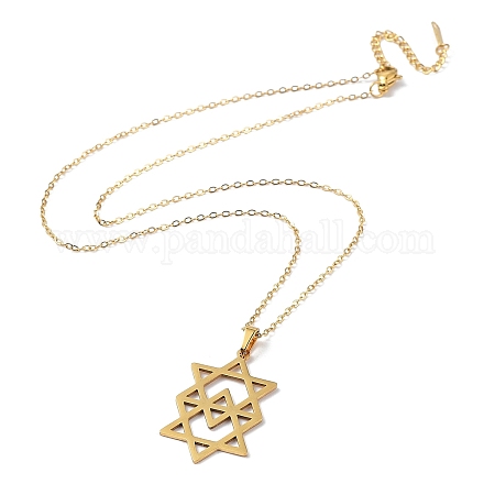 201 collier pendentif étoile de David en acier inoxydable avec chaînes forçat NJEW-Q317-07G-1