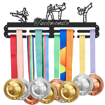 SUPERDANT Male Taekwondo Medal Hanger Display Sports Medal Holder Iron Competition Medals Display Rack for 40+ Medals Ribbon Decorative Hooks Race Metal Medal Hanger for Athletes Players Gift ODIS-WH0021-539-1