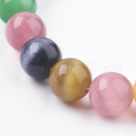 Chapelets de perles d'œil de chat CE-F021-12mm-B03-1
