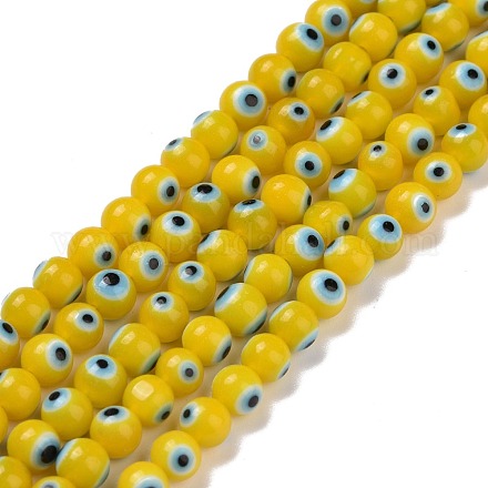 Chapelets de perle rondes au mauvais œil manuelles LAMP-L055-4mm-19-1