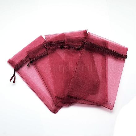 オーガンジーバッグ巾着袋  高密度  長方形  ファイヤーブリック  7x5cm OP-T001-5x7-01-1