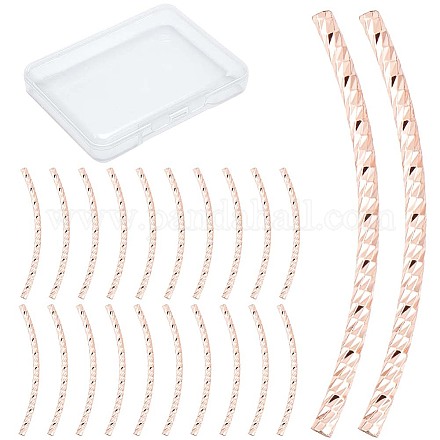 CREATCABIN 80 Pcs Rose Gold Curved Tube Bead Brass Fish Scale Tube 2-Hole Noodle Bead Long Curved Tube Spacer Connector Bulk for Jewelry Making Charms Bracelet Necklaces Accessories 20mm KK-CN0002-22-1