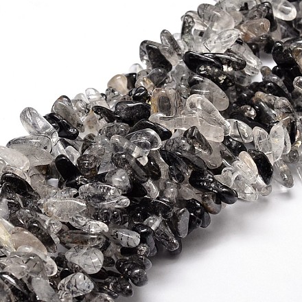 Naturelles Rutile pépites de quartz brins de perles G-E271-35-1