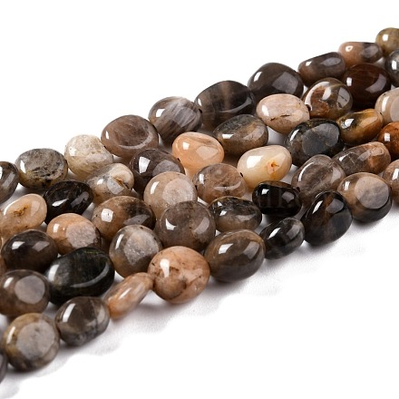 Brins de perles de sunstone noirs naturels G-G018-03A-1